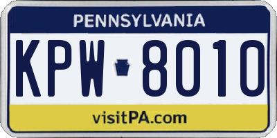 PA license plate KPW8010
