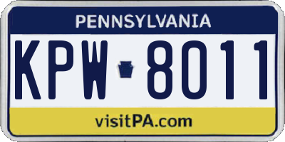 PA license plate KPW8011