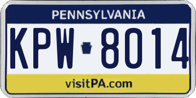 PA license plate KPW8014
