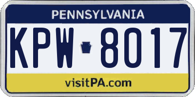 PA license plate KPW8017