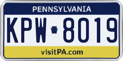 PA license plate KPW8019