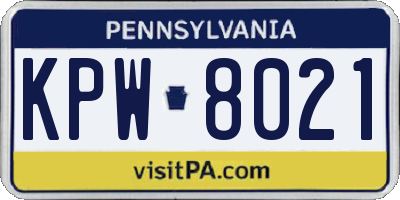 PA license plate KPW8021