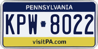 PA license plate KPW8022