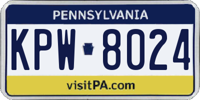 PA license plate KPW8024