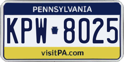 PA license plate KPW8025
