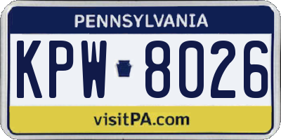 PA license plate KPW8026