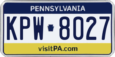 PA license plate KPW8027