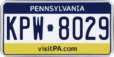 PA license plate KPW8029