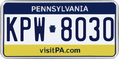 PA license plate KPW8030