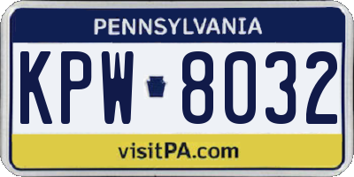 PA license plate KPW8032