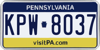 PA license plate KPW8037