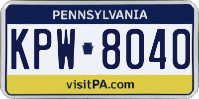 PA license plate KPW8040