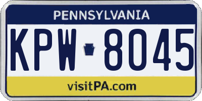 PA license plate KPW8045
