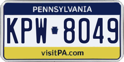 PA license plate KPW8049