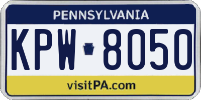 PA license plate KPW8050