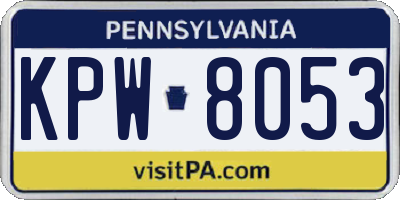 PA license plate KPW8053