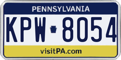 PA license plate KPW8054