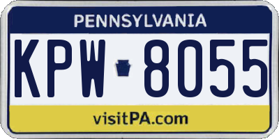 PA license plate KPW8055