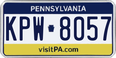 PA license plate KPW8057