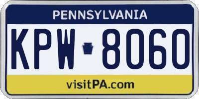 PA license plate KPW8060