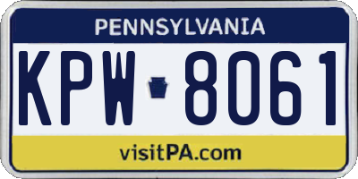 PA license plate KPW8061