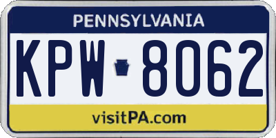 PA license plate KPW8062