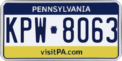 PA license plate KPW8063