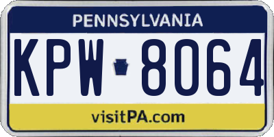 PA license plate KPW8064