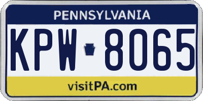 PA license plate KPW8065