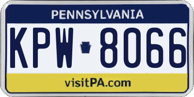 PA license plate KPW8066