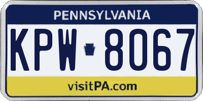 PA license plate KPW8067