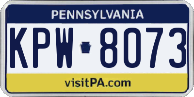 PA license plate KPW8073