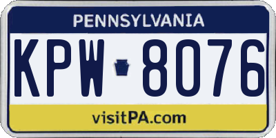 PA license plate KPW8076