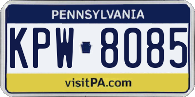 PA license plate KPW8085