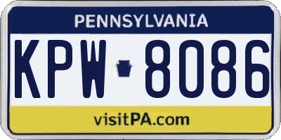 PA license plate KPW8086