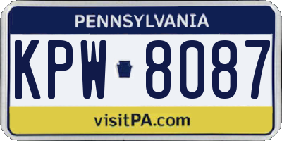 PA license plate KPW8087