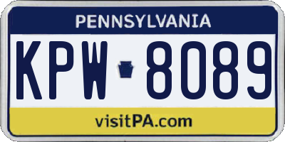 PA license plate KPW8089