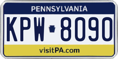 PA license plate KPW8090
