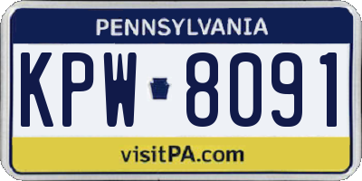 PA license plate KPW8091