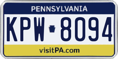 PA license plate KPW8094