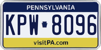 PA license plate KPW8096