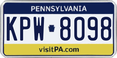 PA license plate KPW8098