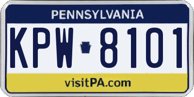 PA license plate KPW8101