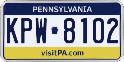 PA license plate KPW8102