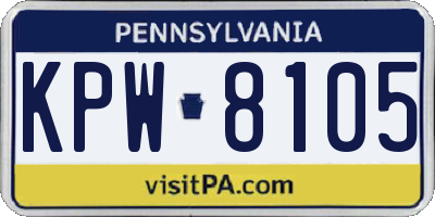 PA license plate KPW8105