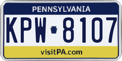 PA license plate KPW8107