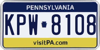 PA license plate KPW8108