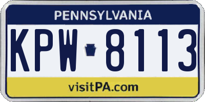 PA license plate KPW8113