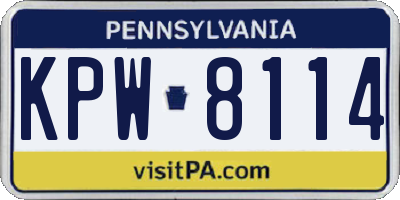 PA license plate KPW8114
