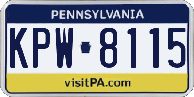 PA license plate KPW8115